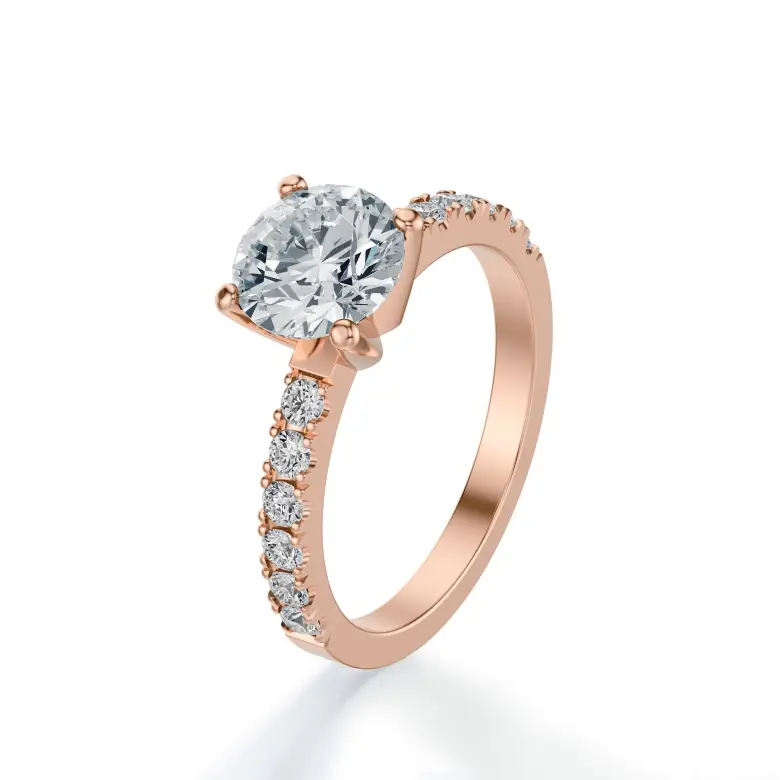 Pierścionek z dużym brylantem różowe złoto SBPZ_065